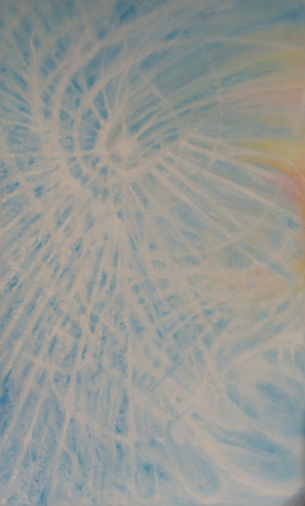 peinture intuitive abstraite à l'huile intitulée "Le Trajet de l'Amour" de Orianne Courmes